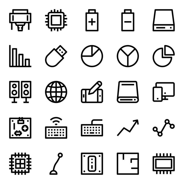 Outline icons for computer hardware. - Vector, Image