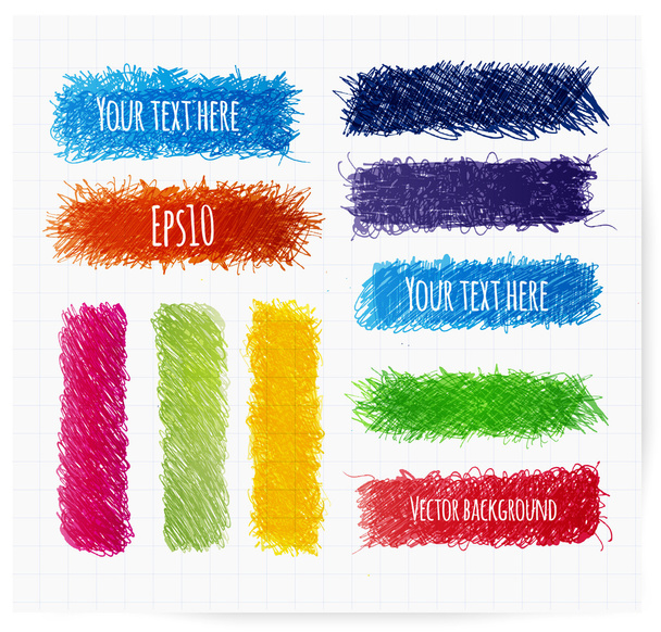 Set of colored doodle sketch banners. - Διάνυσμα, εικόνα
