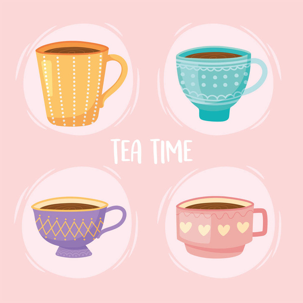 чай, чаї традиційні значки для релаксації напоїв
 - Вектор, зображення