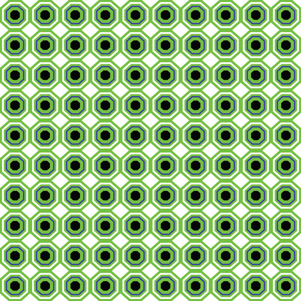 Vector seamless pattern texture background with geometric shapes, colored in green, blue, white and black colors. - Vector, Image