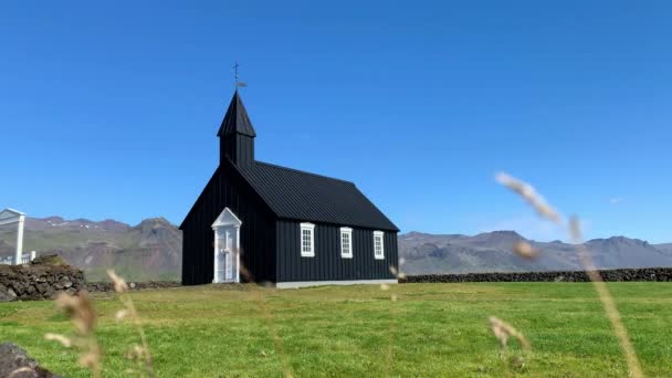Musta kirkko Budakirkja Snaefellsness Peninsula, Islanti - Materiaali, video