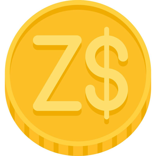 Dollar zimbabwéen icône de pièce, devises officielles de Zimbabwe de 1980 au 12 avril 2009 - Vecteur, image