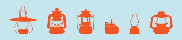 conjunto de modelo de design de ícone de desenho animado lanterna vintage com vários modelos. ilustração vetorial isolada no fundo azul - Vetor, Imagem