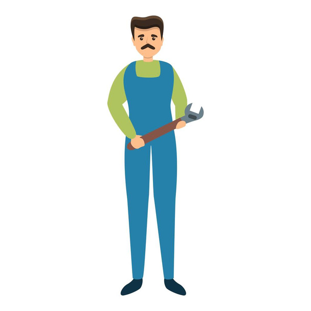 Worker with wrench icon, cartoon style - Vecteur, image