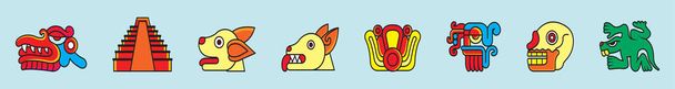 deidades de los indios de América del Sur, símbolo de dibujos animados plantilla de diseño icono con varios modelos. ilustración vectorial aislada sobre fondo azul - Vector, imagen