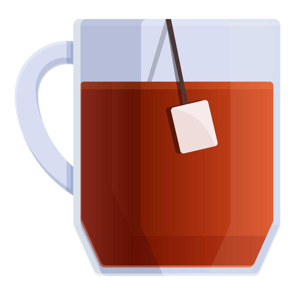 Black tea mug icon, cartoon style - Вектор,изображение