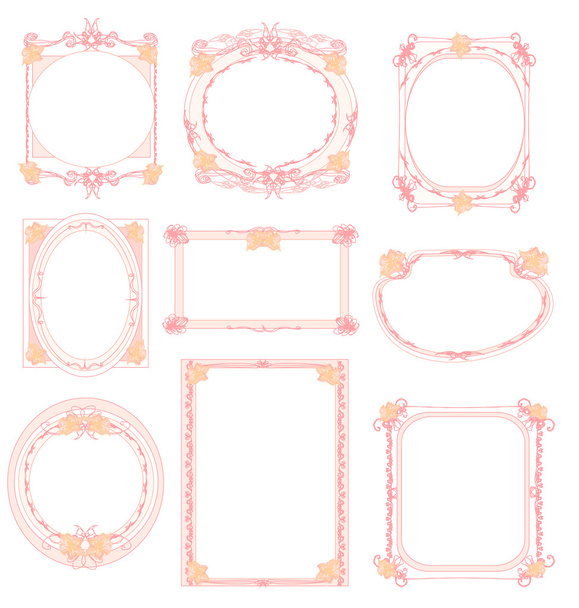 conjunto de elementos florales y marcos
 - Vector, imagen