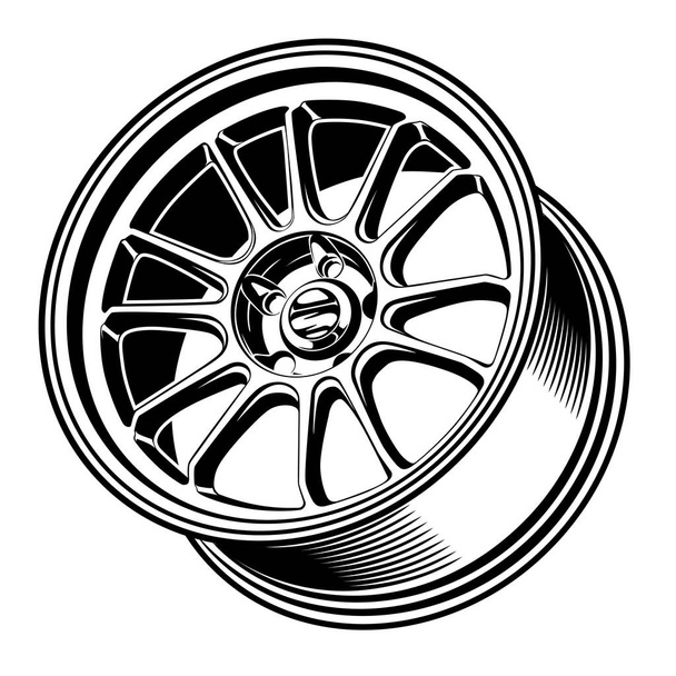 car wheels rims line art silhouette illustration - Vector, Image