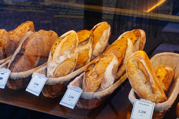 some bread in french bakery shop - Photo, Image