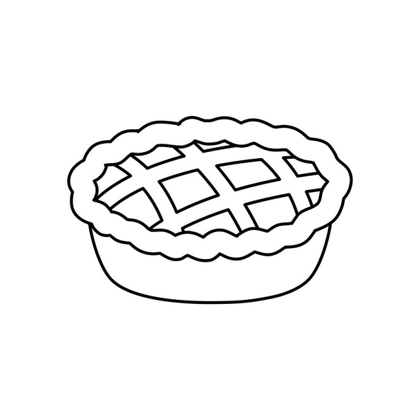almás pite ikon, vonalstílus - Vektor, kép