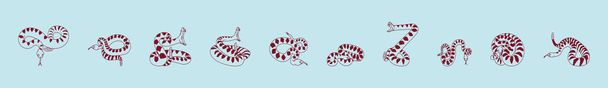 set of snake cartoon icon design template with various models. vector illustration isolated on blue background - Vector, Image