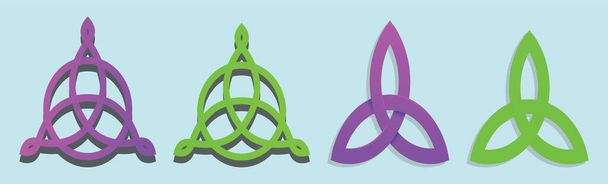 set of triquetra cartoon icon design template with various models. vector illustration isolated on blue background - Vector, Image