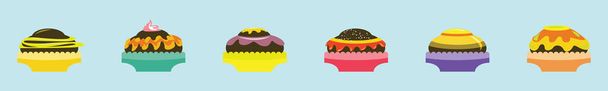 conjunto de caramelos de chocolate icono de dibujos animados plantilla de diseño con varios modelos. ilustración vectorial aislada sobre fondo azul - Vector, imagen