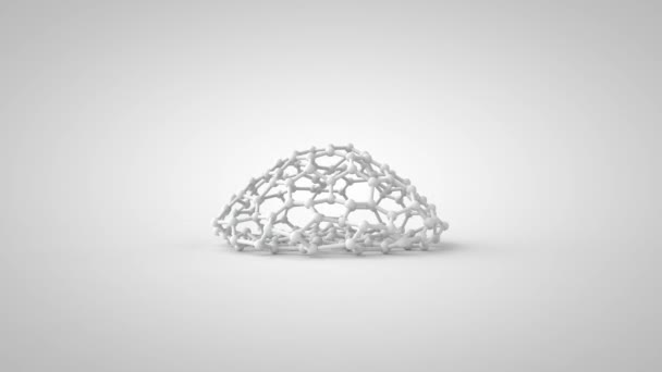 Animación 3D de una molécula esférica, celosía de cristal de grafeno. Gráficos 3D de nanotecnologías. - Metraje, vídeo