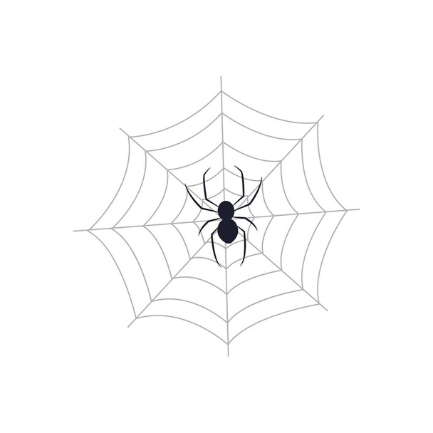spider on web icon, flat style - Vector, Image