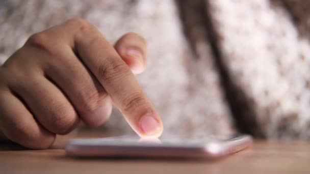 close up of women hand holding smart phone  - Footage, Video