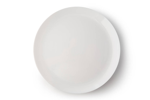 Flat empty plate isolated on white background. - Valokuva, kuva