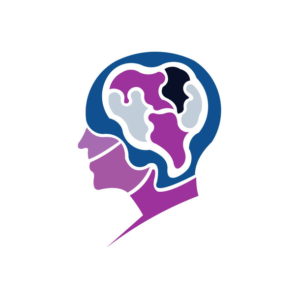 Vector logotipo símbolo de la cabeza humana Diseño de signos creativos Hombre cerebro - Vector, Imagen