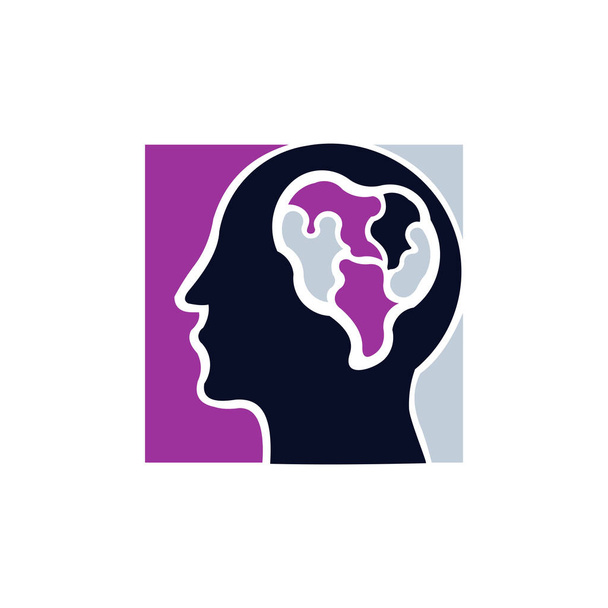 Simbolo del logotipo vettoriale della testa umana Design del segno creativo Cervello dell'uomo - Vettoriali, immagini