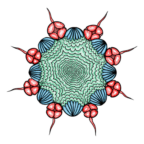 Coronavirus ziekte Covid 19 infectie, pathogeen organisme met DNA of RNA in het midden, kunst tekening. Besmettelijke stof of besmettelijke respiratoire pathogeen influenza. Viruscelvector.  - Vector, afbeelding