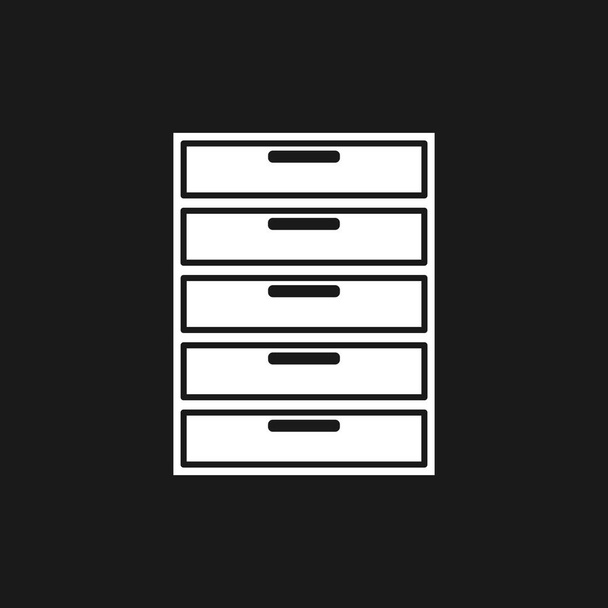 Bílá ikona pro truhlu, zásuvky a nábytek. Plochý design - Vektor, obrázek