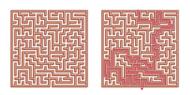 Vector 3D / Isometrische Maze - Labyrint met meegeleverde oplossing. Grappig & Educatief Geest Spel voor Coördinatie, Problemen oplossen, Besluitvorming Test. - Vector, afbeelding