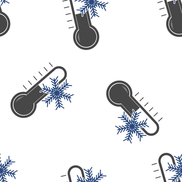 Vector thermometer and snowflake icon. The symbol of the cold seamless pattern on a white background. Layers grouped for easy editing illustration. For your design - Vector, Image
