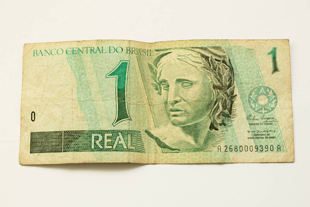 Brazil Real - BRL. Aktuális pénznem Brazília de color verde. - Fotó, kép