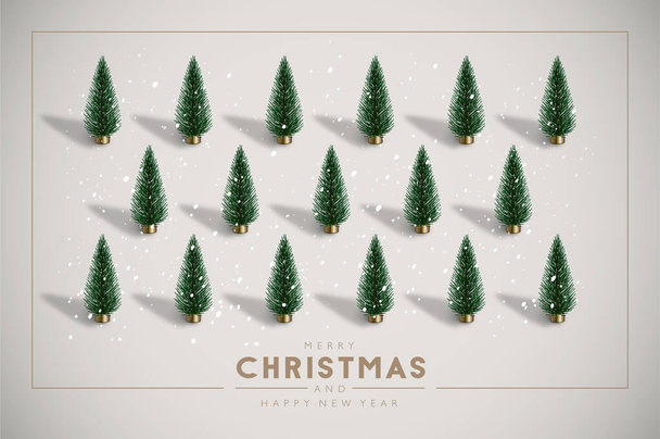 Minimalist Vintage Christmas postcard with plastic Christmas trees  - Vetor, Imagem