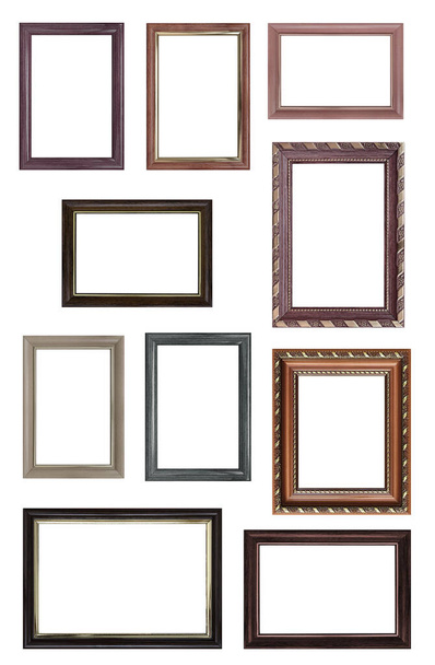 Set of empty picture frames with free space inside, isolated on white background - Photo, Image
