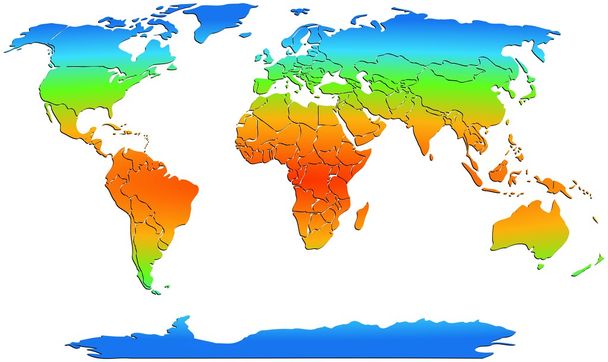 Παγκόσμιος Χάρτης χρωματισμένα ηπείρους σε λευκό - Φωτογραφία, εικόνα