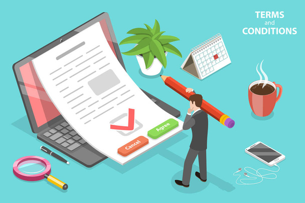 3D Isometric Flat Vector Conceptual Illustration of Terms and Conditions. - Vector, Image