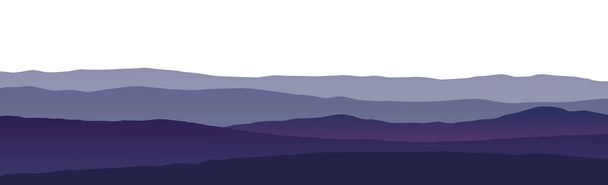 山と夕日のパノラマ風景-ベクトルイラスト - ベクター画像