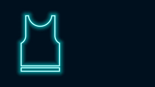 Gloeiende neon lijn Sleeveless T-shirt icoon geïsoleerd op zwarte achtergrond. 4K Video motion grafische animatie - Video