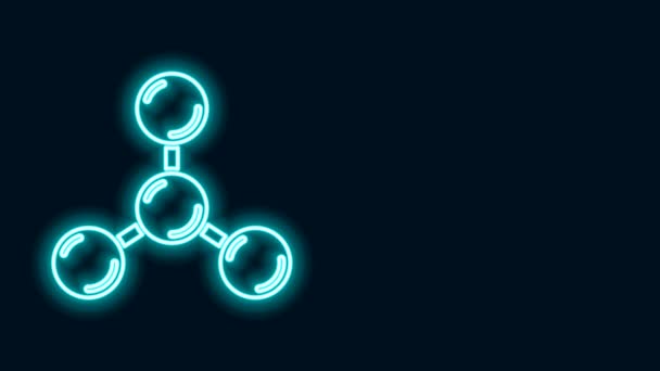 Linha de néon brilhante ícone Molecule isolado no fundo preto. Estrutura de moléculas em química, professores de ciências cartaz educacional inovador. Animação gráfica em movimento de vídeo 4K - Filmagem, Vídeo