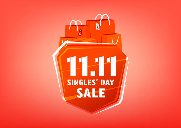 11.11 Μίας ημέρας αφίσα πώλησης ή σχέδιο φυλλάδιο. Παγκόσμια ημέρα αγορών online πώληση. - Διάνυσμα, εικόνα