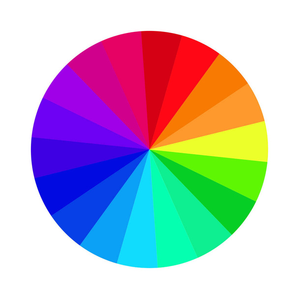 Vektorbild eines Farbrades. Chromatische runde helle Palette. Regenbogenfarben in verschiedenen Farben. Archivbild. EPS 10. - Vektor, Bild