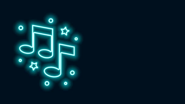 Linha de néon brilhante Nota musical, ícone de tom isolado no fundo preto. Animação gráfica em movimento de vídeo 4K - Filmagem, Vídeo