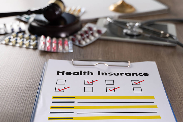 Health insurance   Claim form and Medical equipment health insurance concept for life - Zdjęcie, obraz
