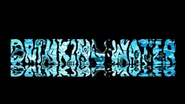 4 K reflexión difuminación agua abstracta marca de propagación y transformar el agua potable letra mayúscula texto - Metraje, vídeo