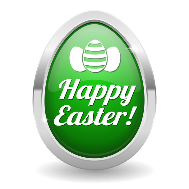 Green happy Easter button - Vector, imagen