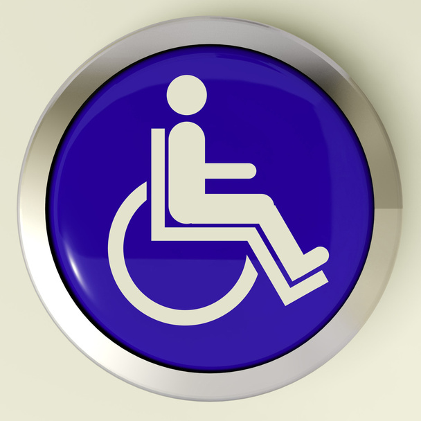 Disabled Button Shows Wheelchair Access Or Handicapped - Photo, Image