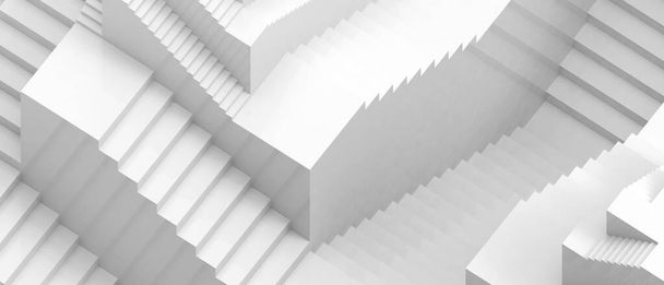 Resumen Idea creativa y éxito Escalera y fondo Escalera Concepto de negocio en el arte del papel gris Estilo emergente - 3D renderizado - Foto, imagen