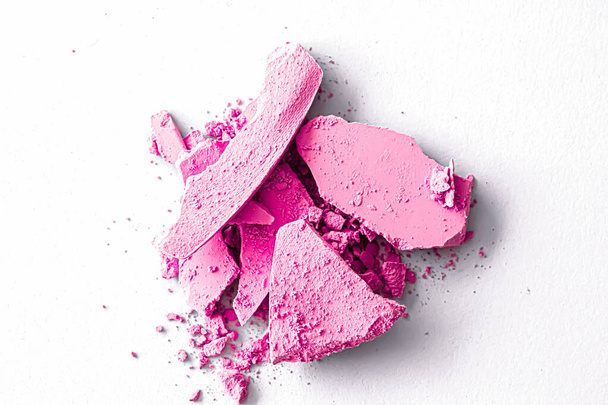 Pink eye shadow powder as makeup palette closeup isolated on white background, crushed cosmetics and beauty texture - Foto, immagini