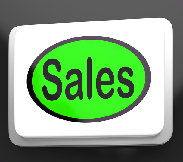 Sales Button Shows Promotions And Deals - Photo, Image