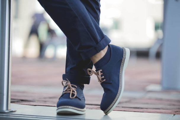 A selective focus shot of male casual shoes - Foto, Imagem