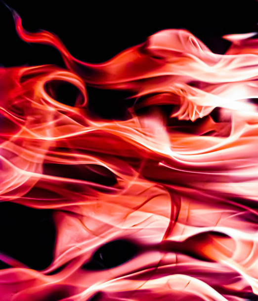 Red fire flames as nature element and abstract background - Photo, Image