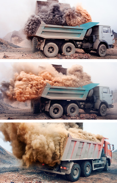 Banner - Dust explosion when loading truck at the mine  - Photo, Image