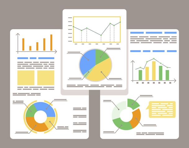 Data Diagrams, Graphics and Chart on Board, Report - Vektör, Görsel