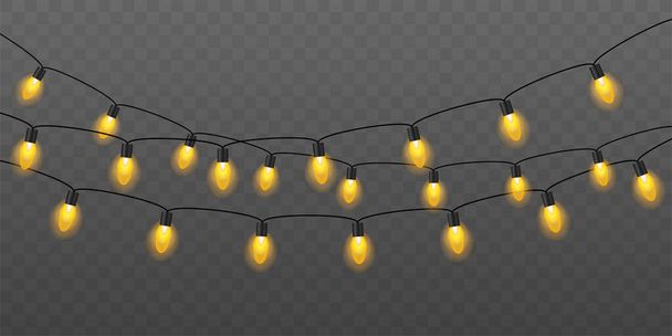 Christmas lights. Glowing lights for Xmas Holiday cards, banners, posters - Vector, Image